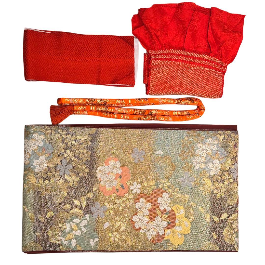 振袖 正絹 ブラウン茶色 レトロ 和モダン 大正ロマン アンティーク 5点セット