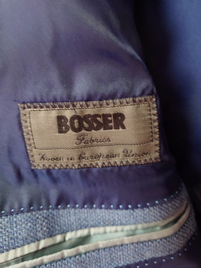 【極美品】イタリア製生地 BOSSER テーラードジャケット ブルー Mサイズ
