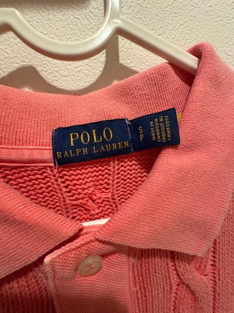 Polo Ralph Lauren ケーブル編みポロシャツ 半袖 ピンク
