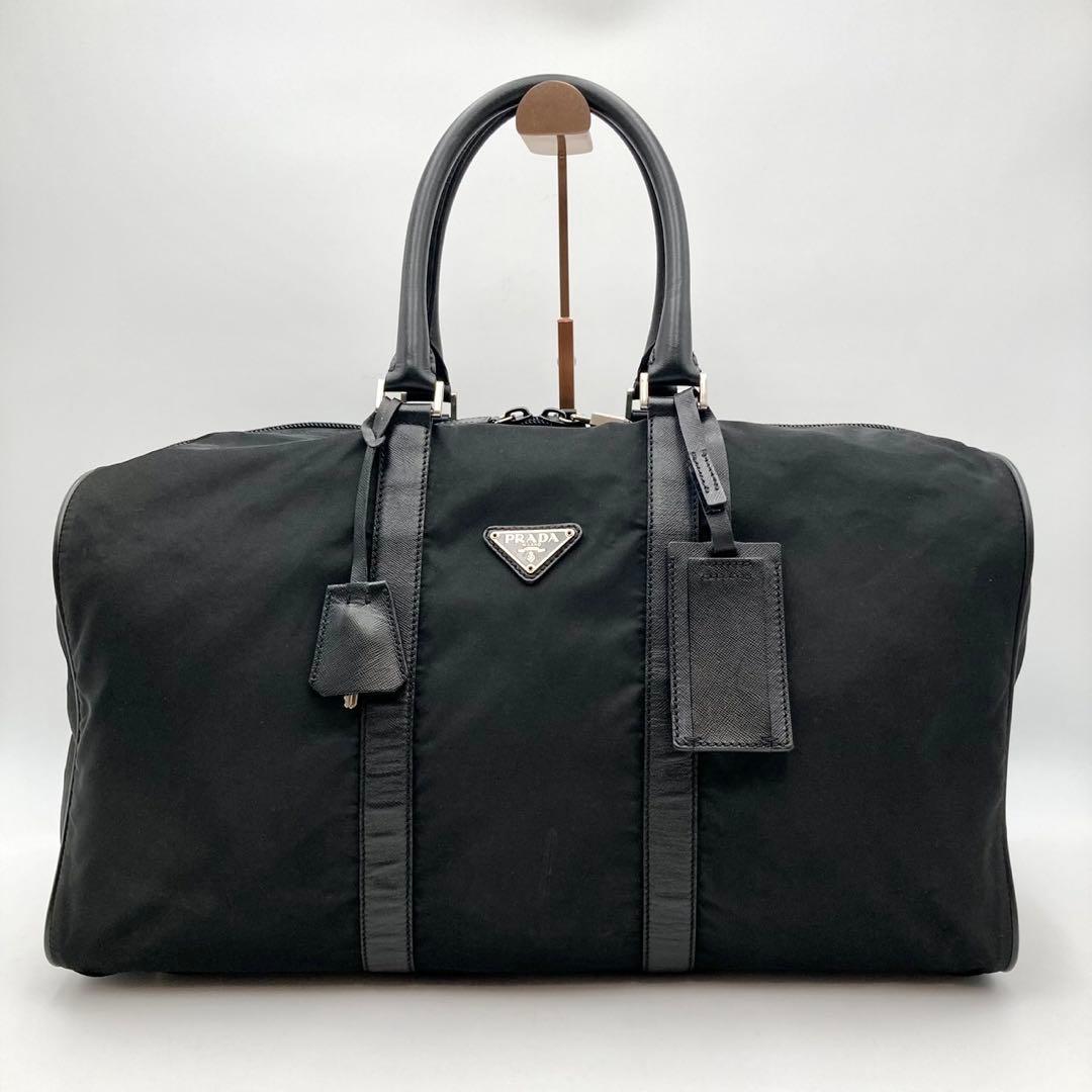 kelly✨PRADA ボストンバッグ 黒 ナイロン 三角ロゴ 大容量 鍵
