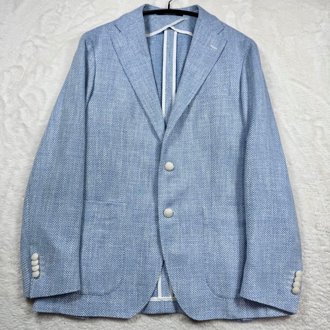 美品 TAGLIATORE モンテカルロ ウール シルク ヘリンボーン 48