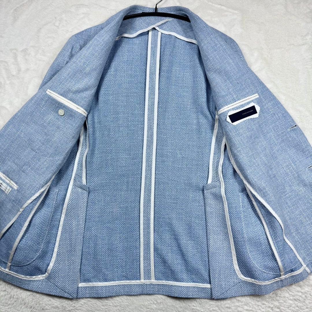 美品 TAGLIATORE モンテカルロ ウール シルク ヘリンボーン 48