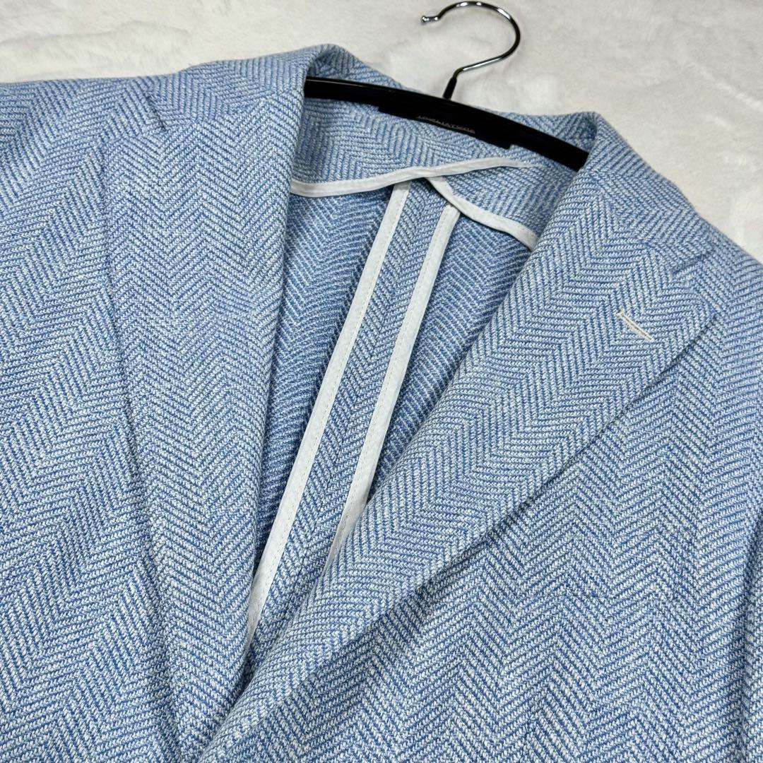 美品 TAGLIATORE モンテカルロ ウール シルク ヘリンボーン 48