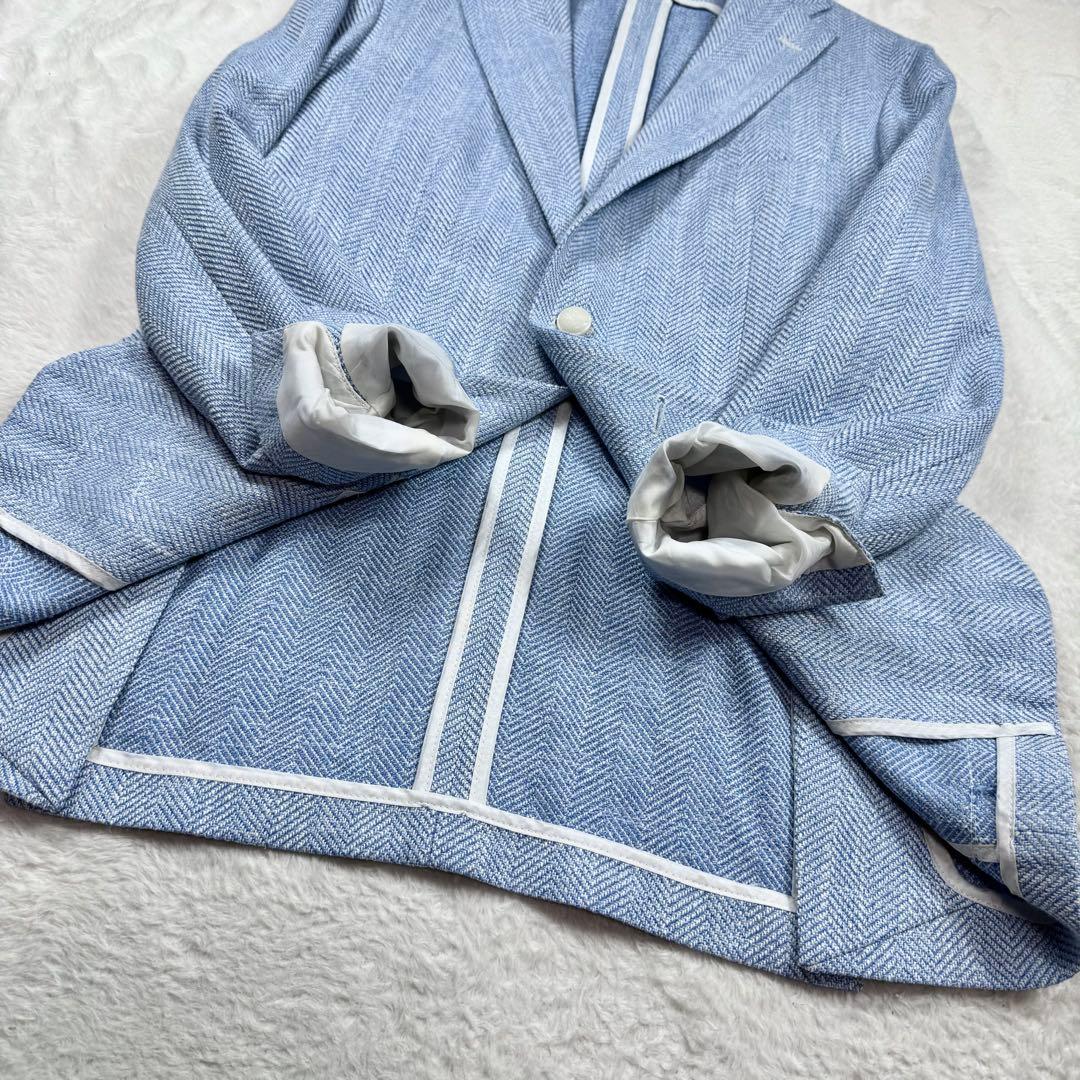 美品 TAGLIATORE モンテカルロ ウール シルク ヘリンボーン 48