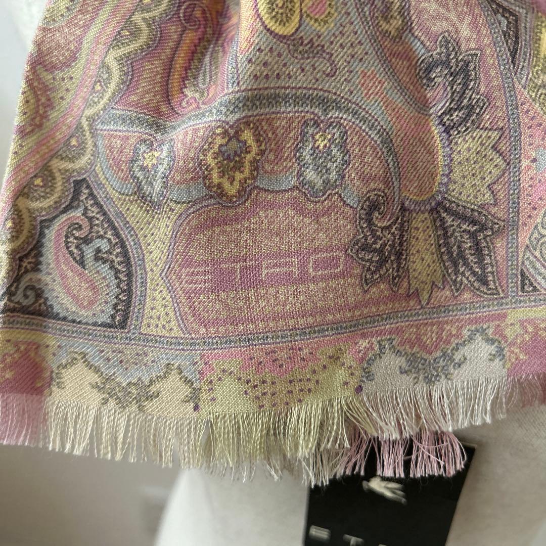 新品！　エトロ　ウールシルクストール　ペイズリー　春色