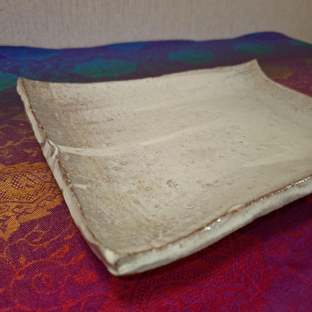 四日市萬古八幡窯 堀野証嗣作 四方皿 茶道具【美品】