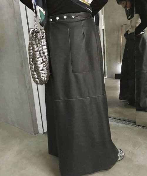 REVERSIBLE SYNTHETIC LEATHER SKIRT　ameri