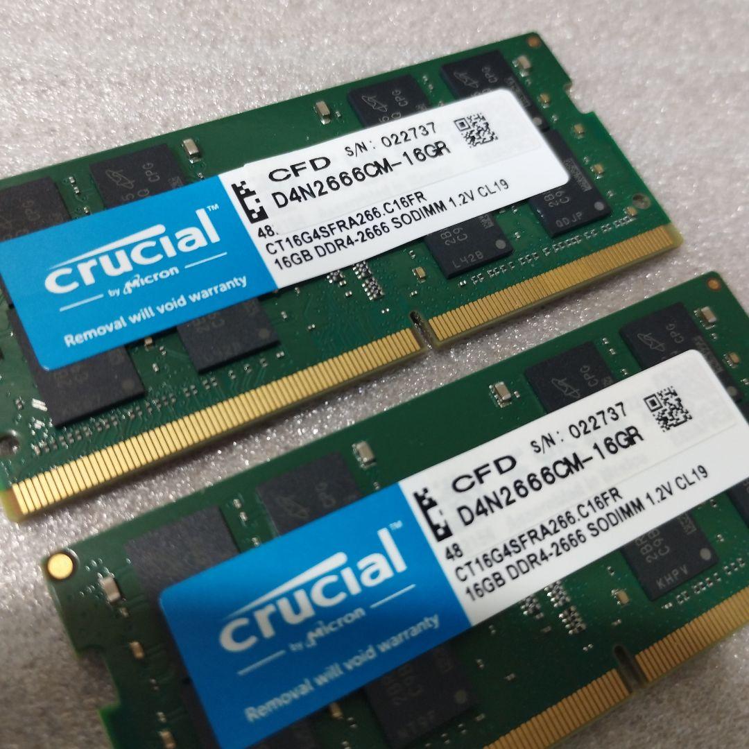 Crucial Micron ノート用メモリー DDR4 2666 16GBx2