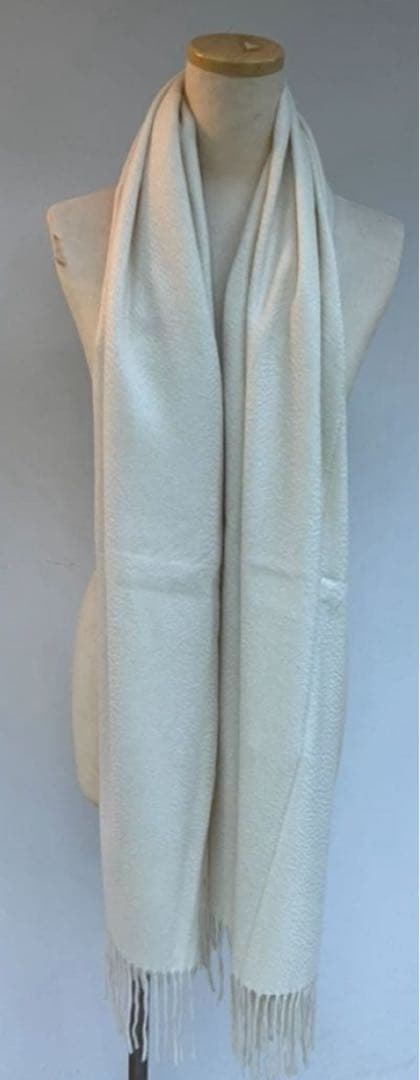 フワフワ しっとり無染色カシミア100%新品 超大判ストール ホワイトZARUD