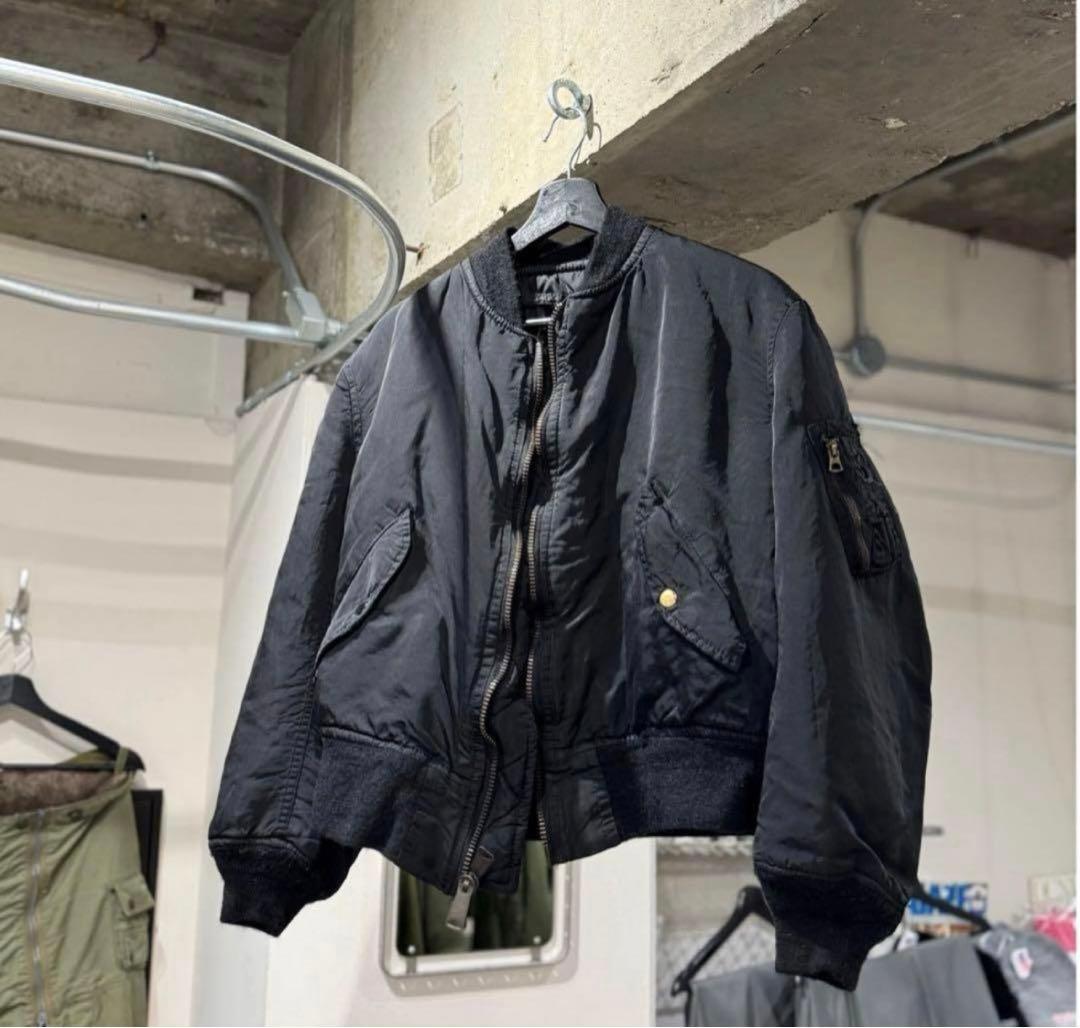 ジャケット・アウター \"Super Black\" Shrink MA-1_Black Rib