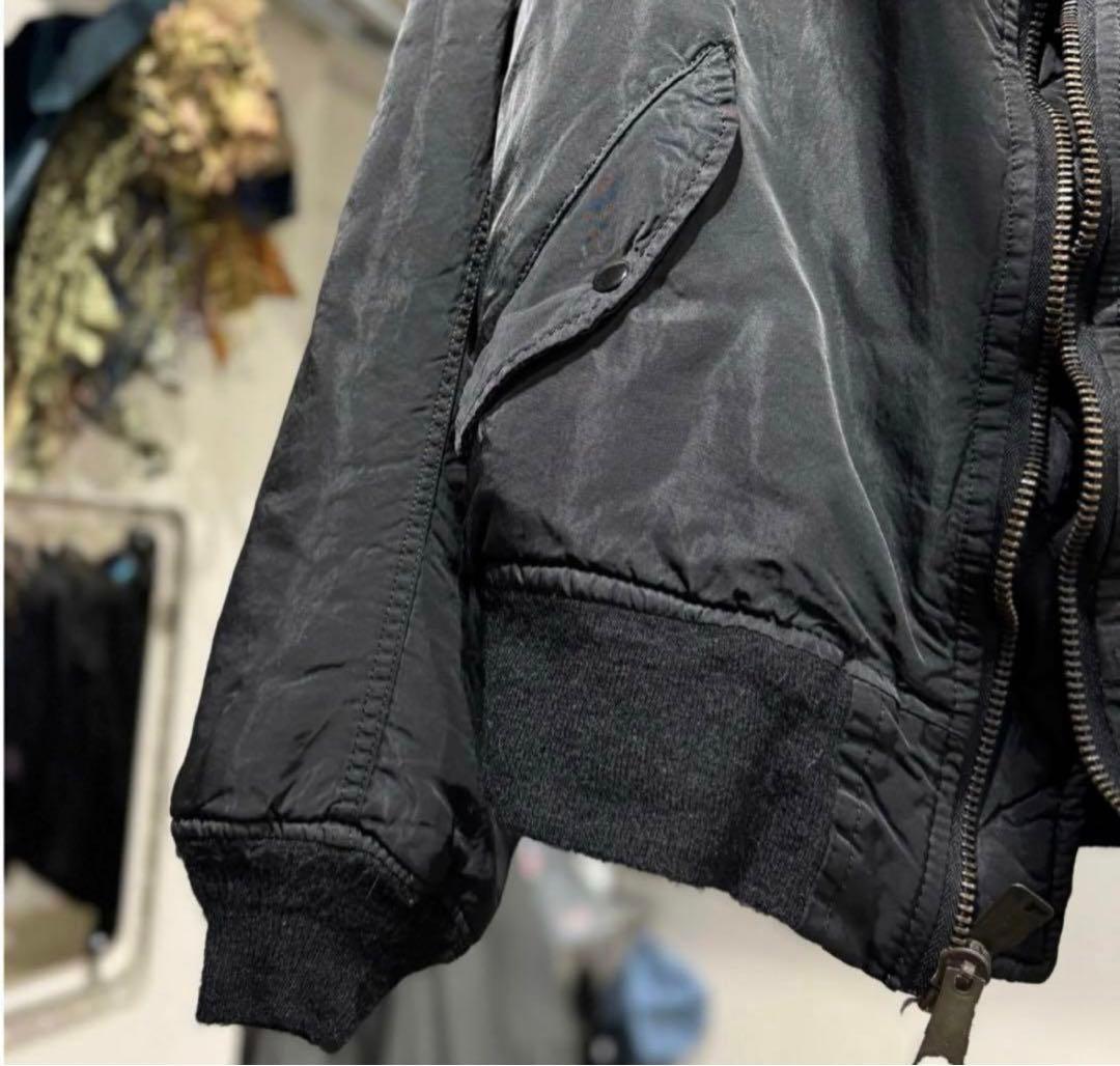 ジャケット・アウター \"Super Black\" Shrink MA-1_Black Rib