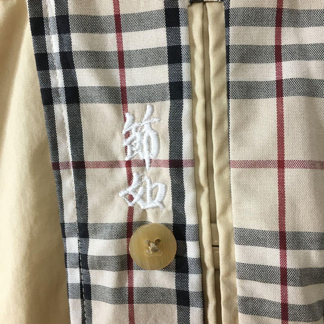 【個性派古着】日本製　バーバリーブルゾン　ジップ　コットン　ホースロゴ刺繍入　M