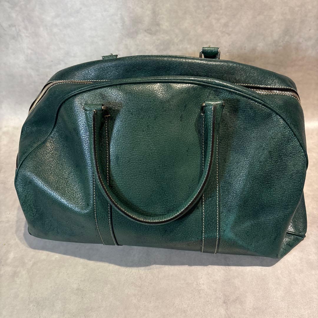 バッグ 00s Prada Green Leather Boston Bag