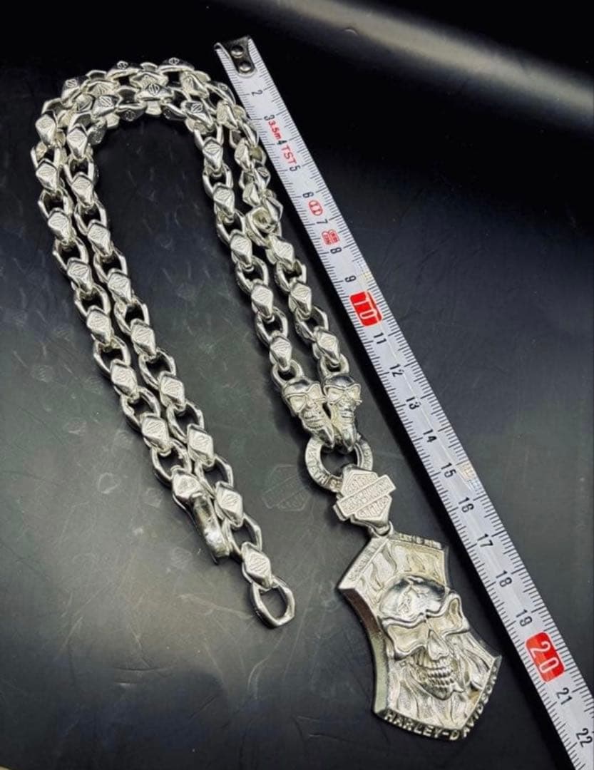 VINTAGE メンズレトロ シルバースカルネックレス ウォレットチェーン