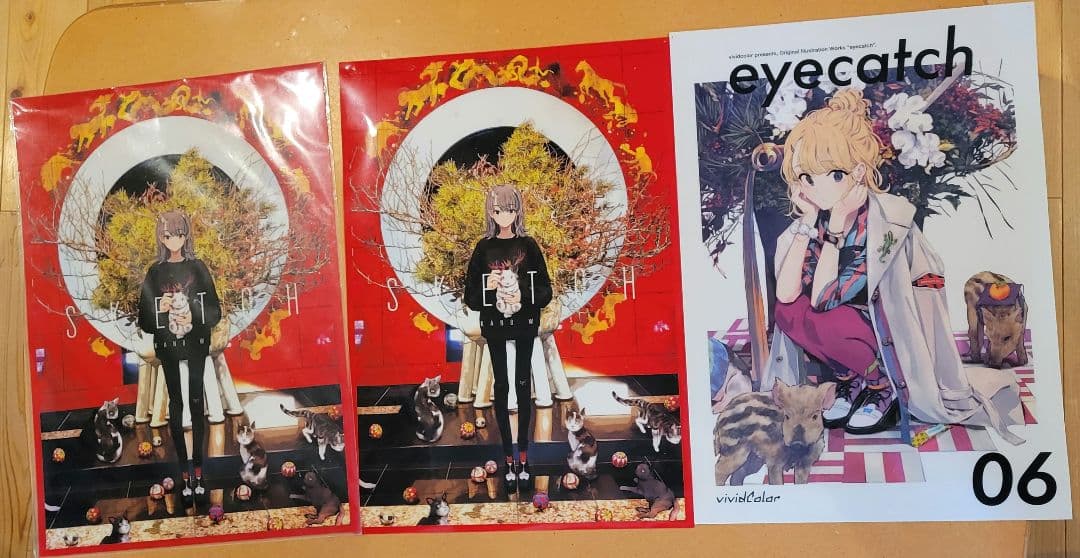 日*4様 ぽんかん⑧先生 イラスト本、缶バッチ、シール、クリアポスターセット