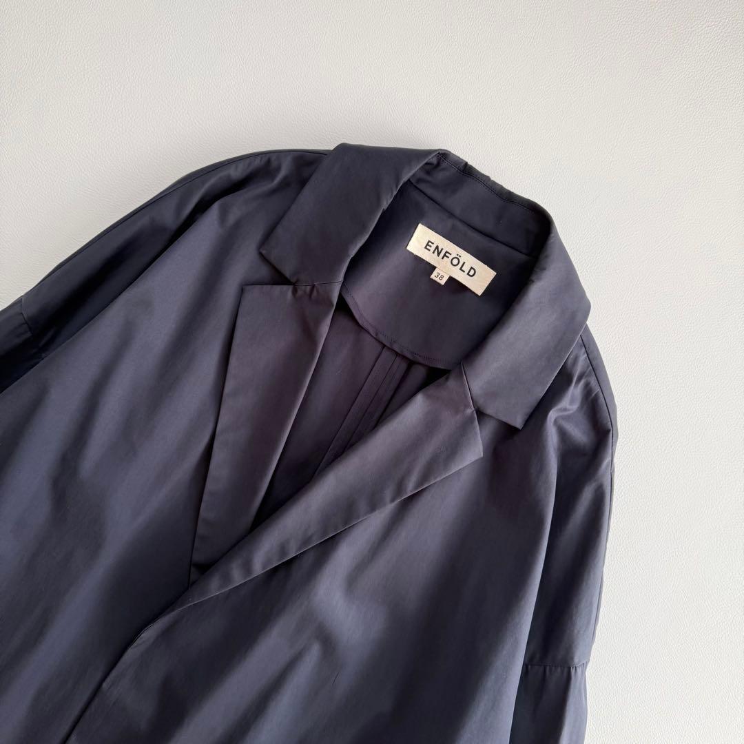 希少✨4.4万円✨エンフォルド　コクーンチェスターコート　ワイドゆったり　紺　M