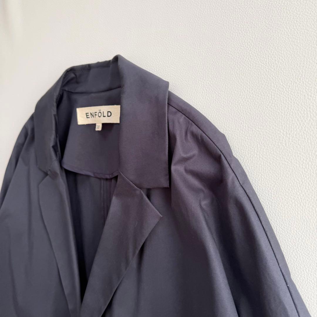 希少✨4.4万円✨エンフォルド　コクーンチェスターコート　ワイドゆったり　紺　M