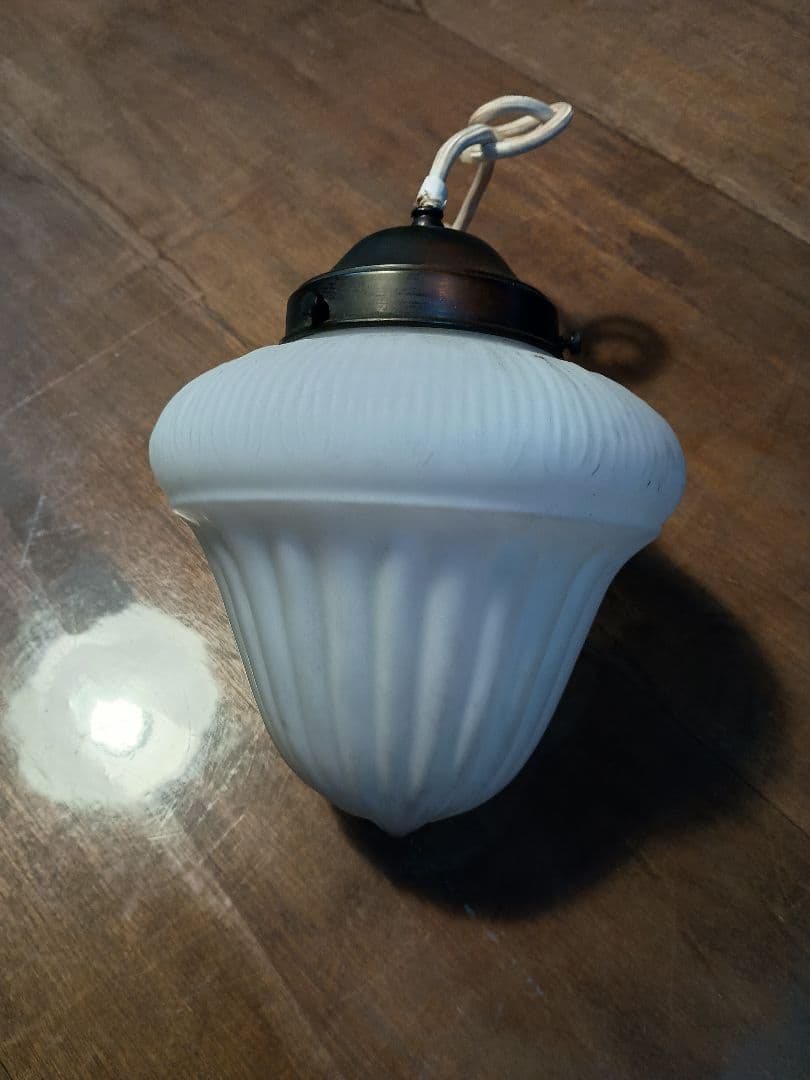 大正ロマン 古いガラスの電笠 レトロインテリア当時物