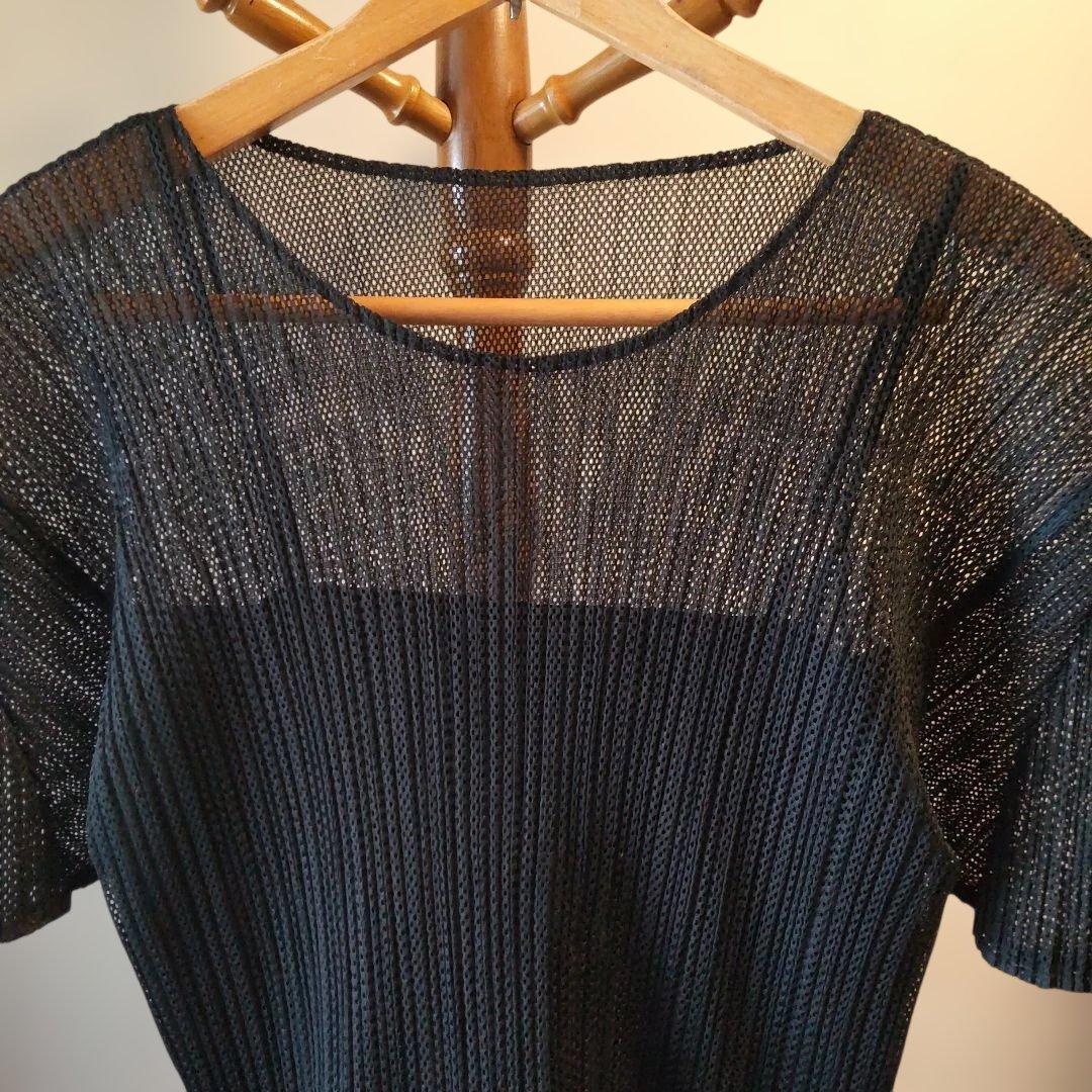 PLEATS PLEASE ヴィンテージ メッシュ素材 半袖Tシャツ ブラック