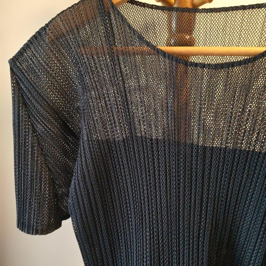 PLEATS PLEASE ヴィンテージ メッシュ素材 半袖Tシャツ ブラック