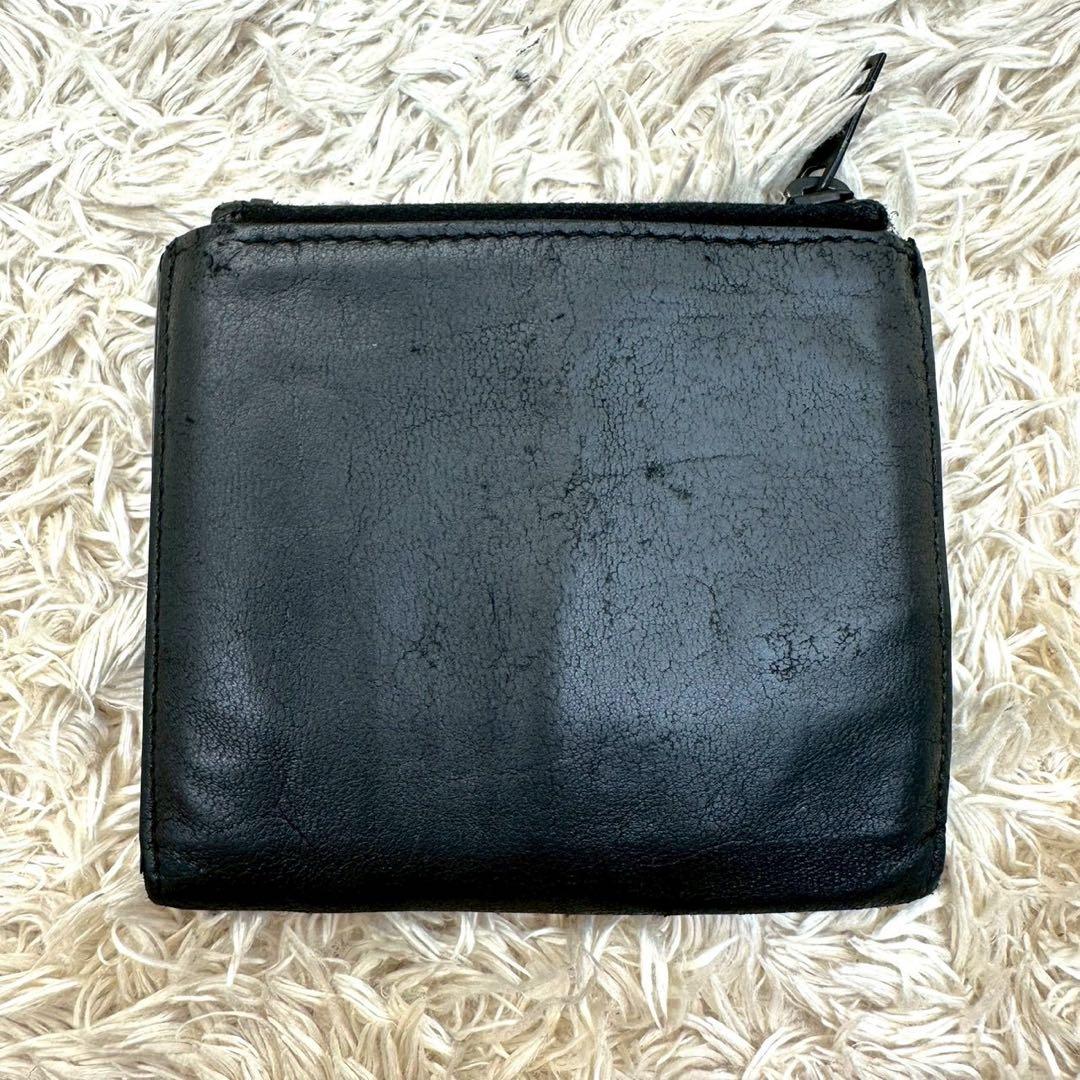 【美品】サンローラン 二つ折り財布 ブラック クロコ YSL レディース
