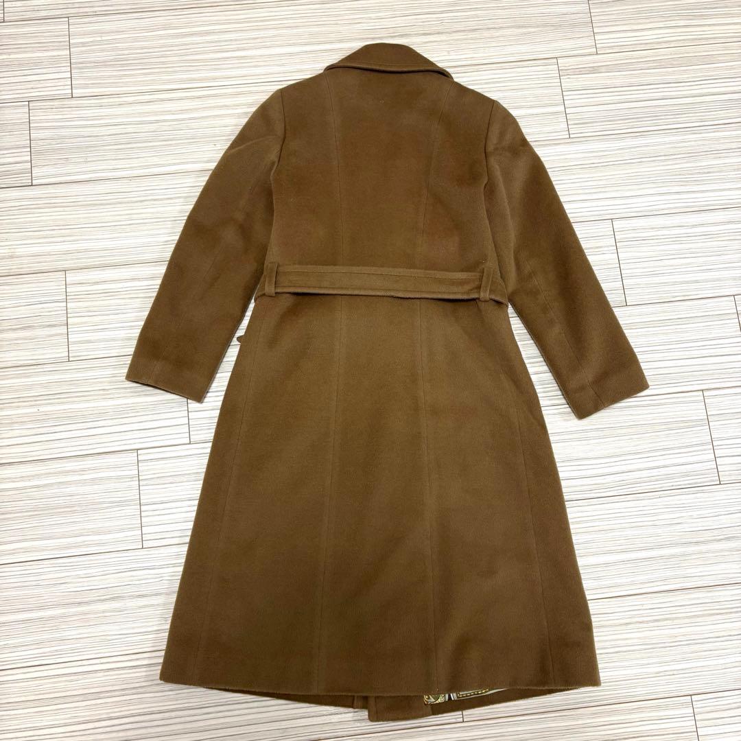 HERNO 羊毛 カシミヤ 裏地総柄 シルク ロングコート キャメル