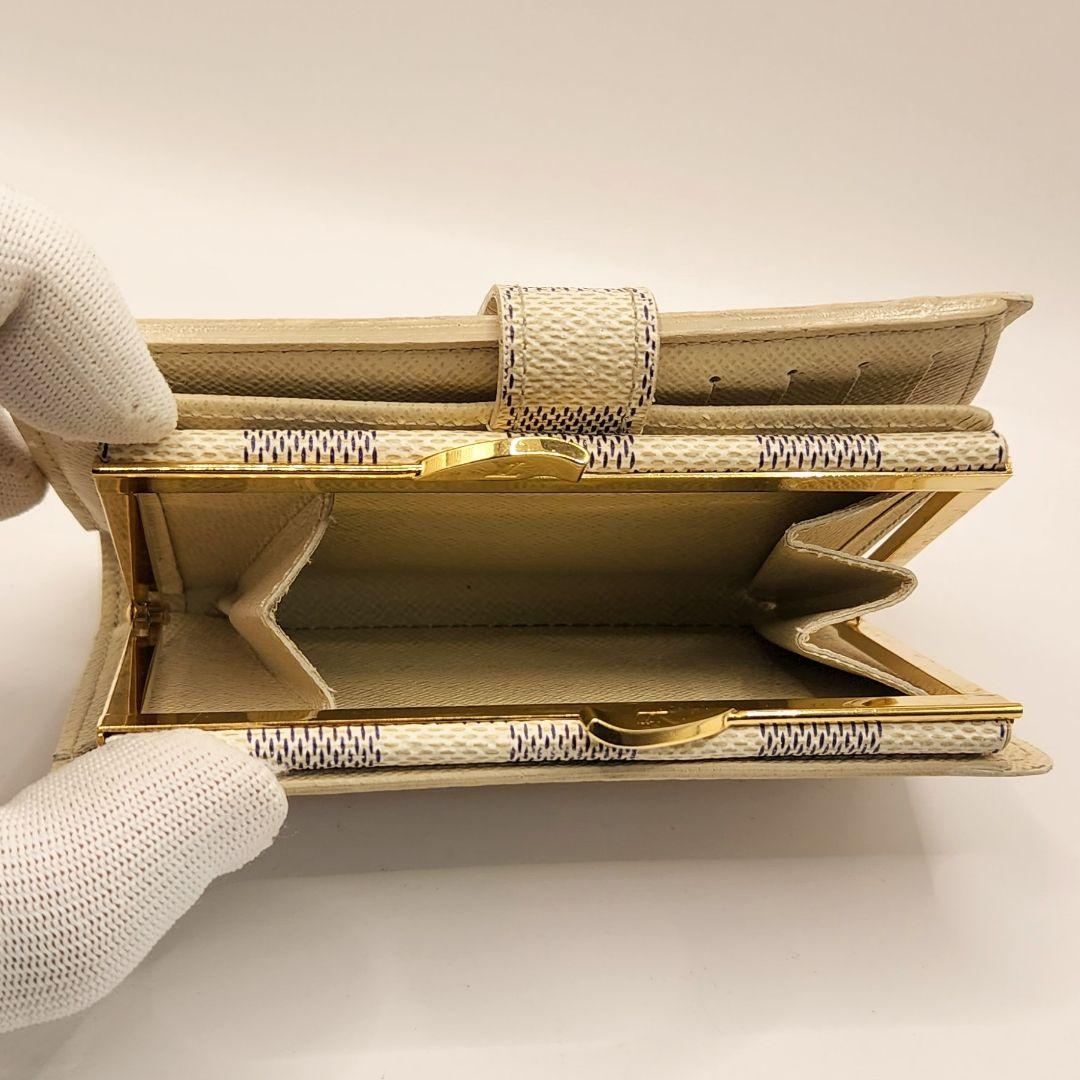稀少美品⭐ルイヴィトン ダミエアズール⭐️ヴィエノワ　がま口二つ折り財布