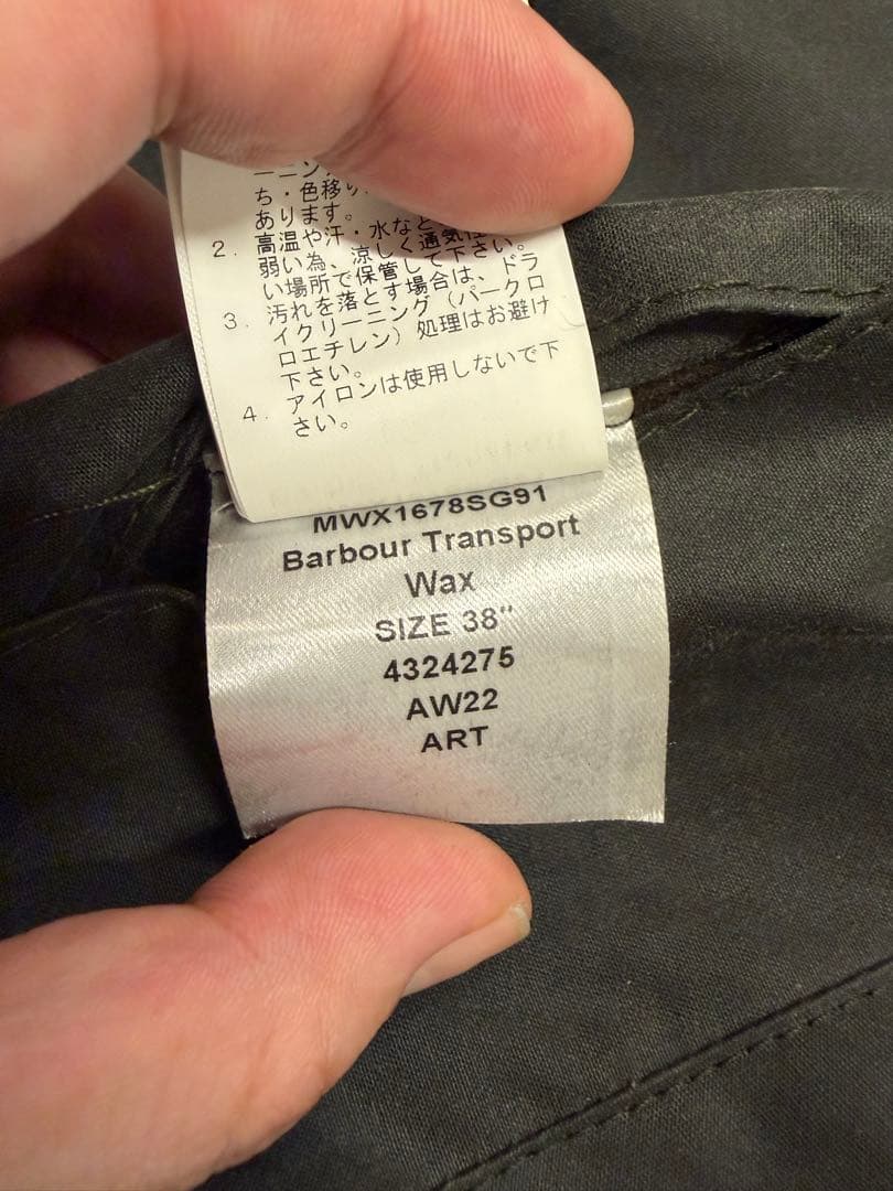 Barbour transport サイズ38【即決可】