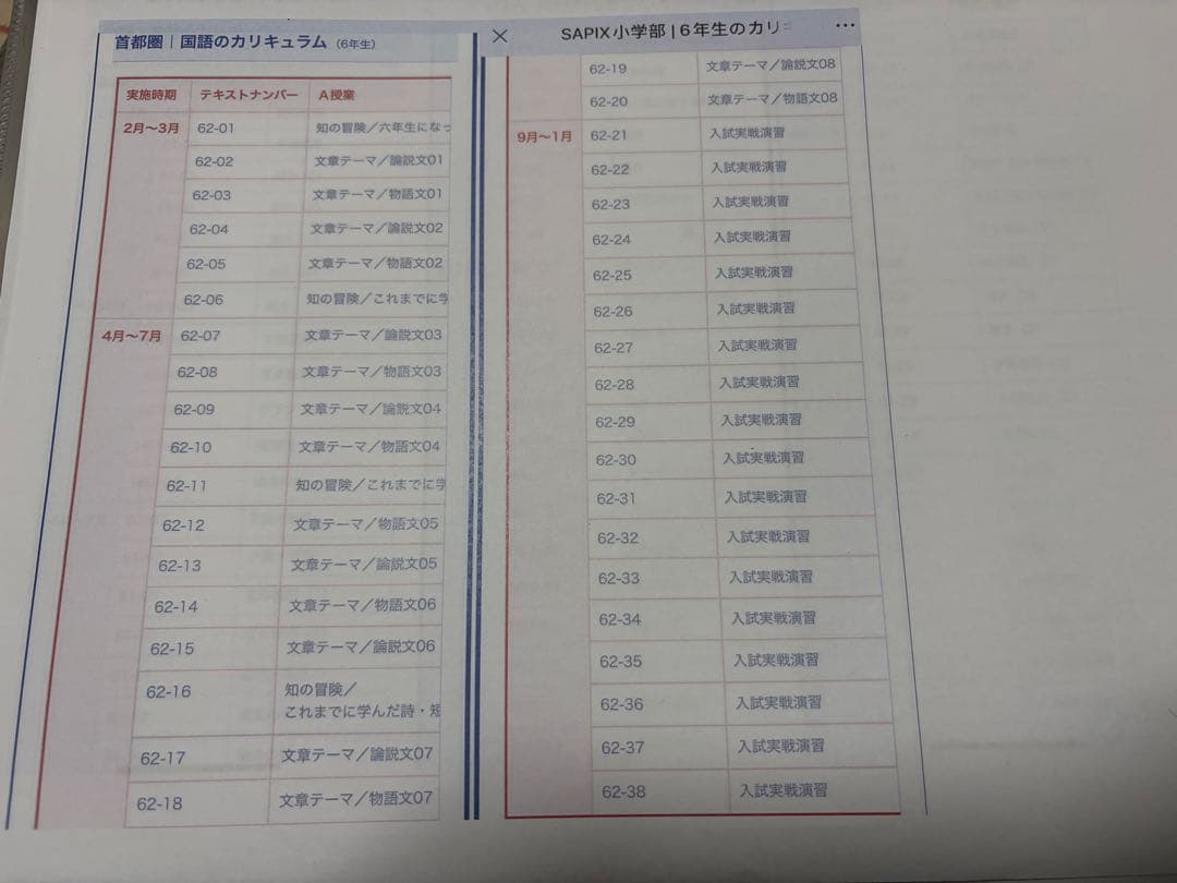 サピックス　小学6年生　算数・国語・理科・社会　　一年分　まとめ売り