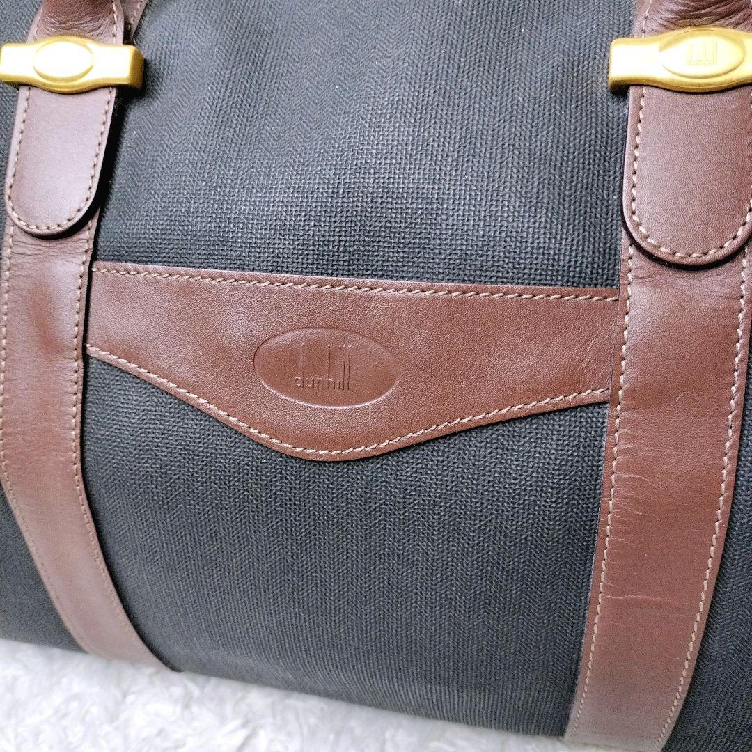 dunhill　ダンヒル　ボストンバッグ　ロゴ PVC　レザー　金具　南京錠