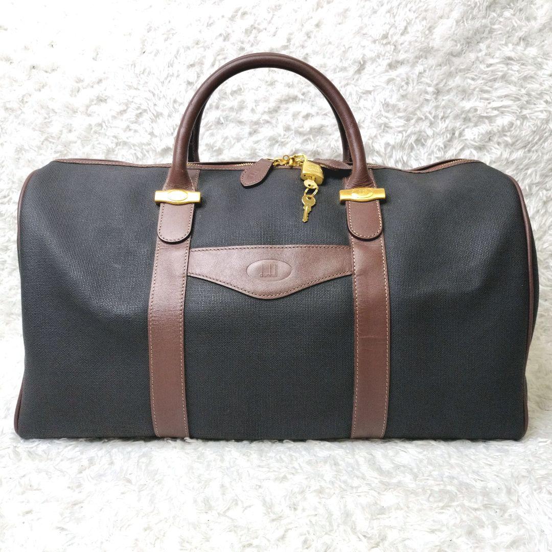 dunhill　ダンヒル　ボストンバッグ　ロゴ PVC　レザー　金具　南京錠