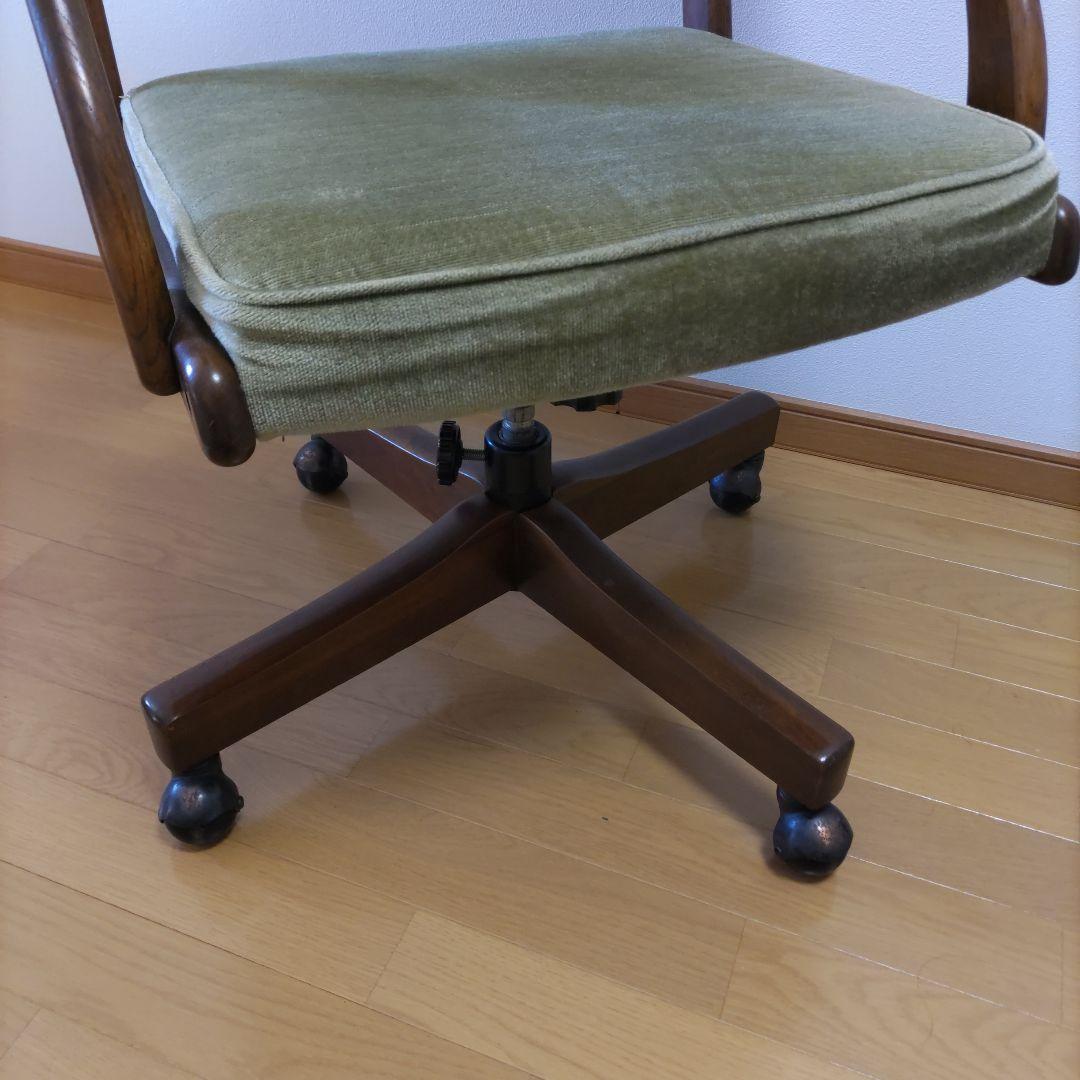 オリーブグリーン デスクチェア 回転式