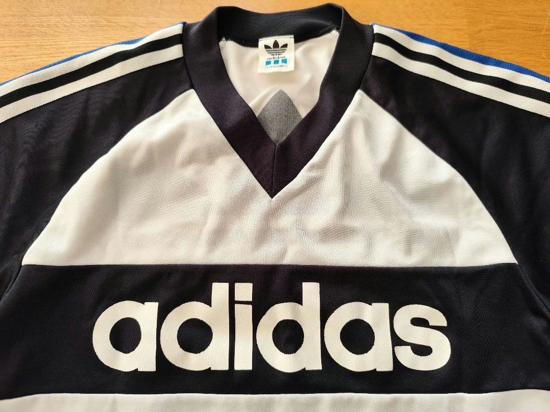adidas® 90's ゲームシャツ M-L 白/黒トレフォイルロゴ