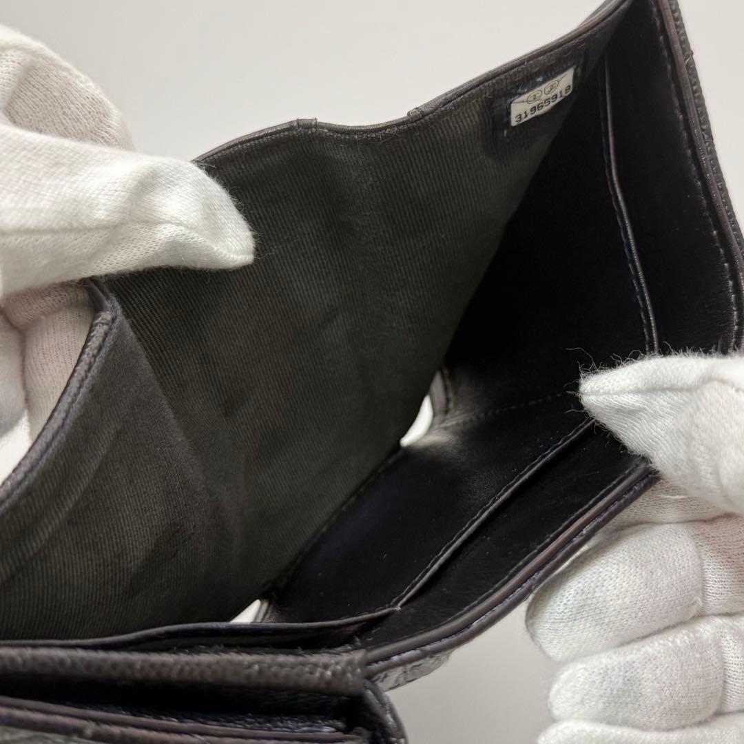 【美品】シャネル　CHANEL キャビアスキン　財布　マトラッセ　三つ折り
