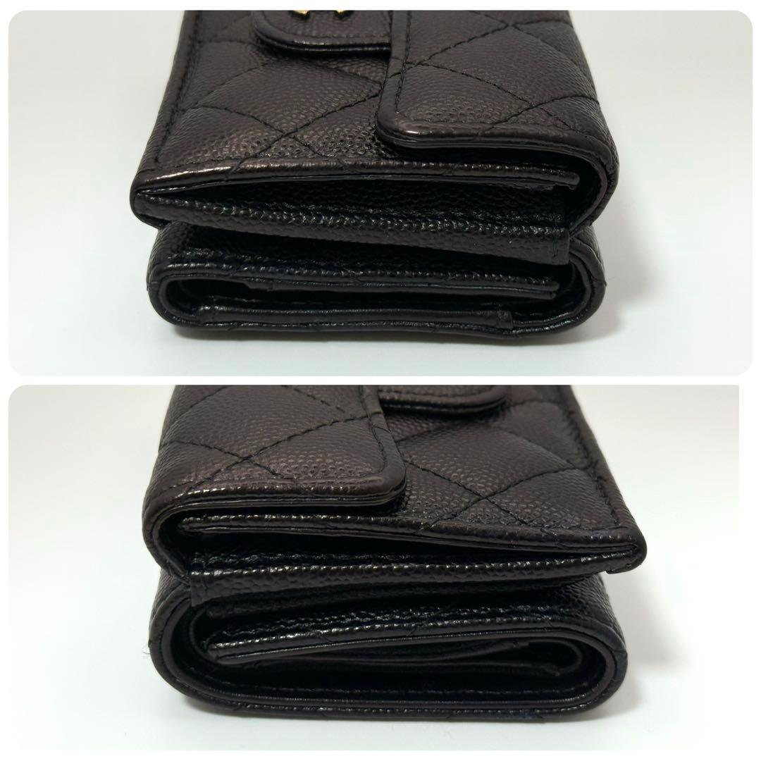 【美品】シャネル　CHANEL キャビアスキン　財布　マトラッセ　三つ折り