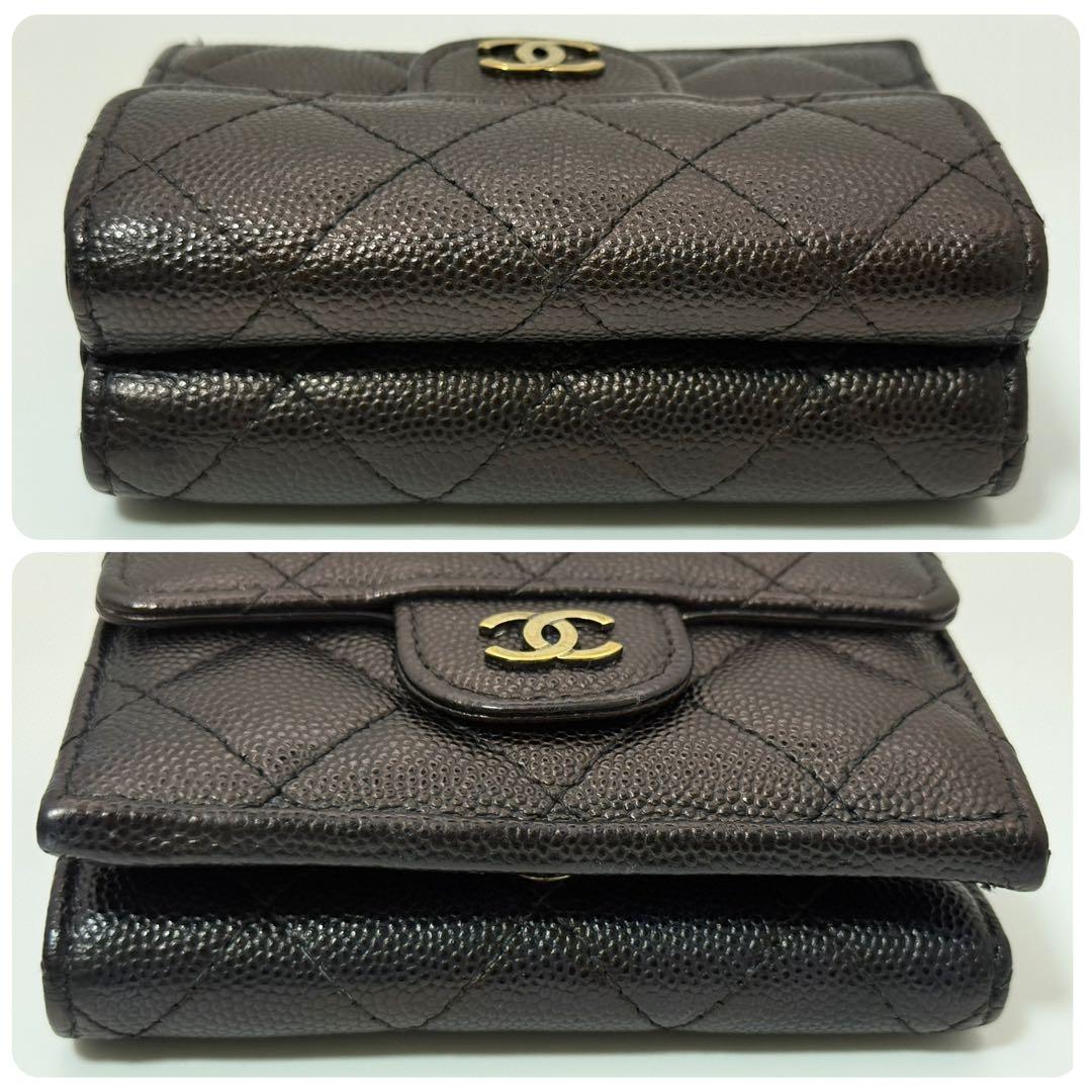 【美品】シャネル　CHANEL キャビアスキン　財布　マトラッセ　三つ折り