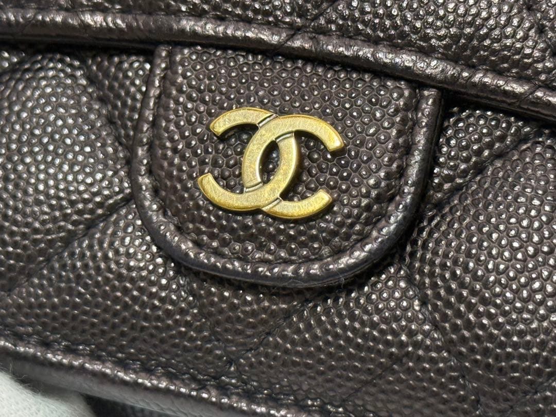 【美品】シャネル　CHANEL キャビアスキン　財布　マトラッセ　三つ折り