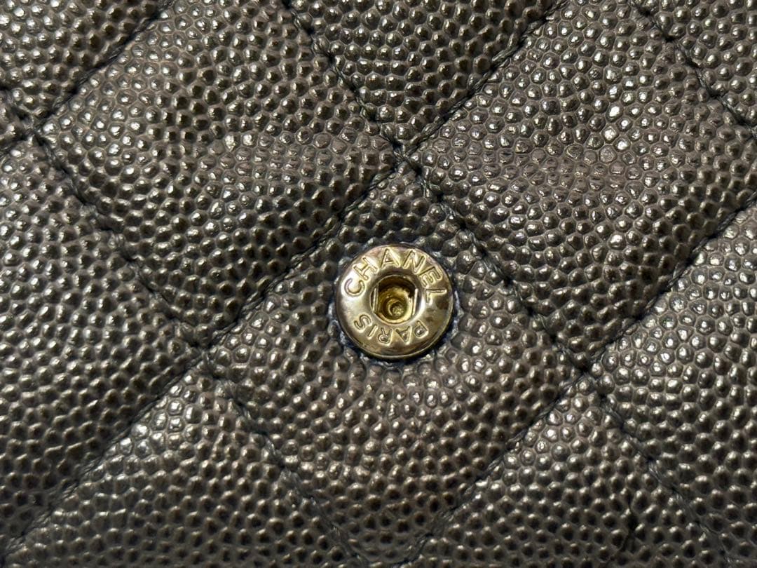 【美品】シャネル　CHANEL キャビアスキン　財布　マトラッセ　三つ折り