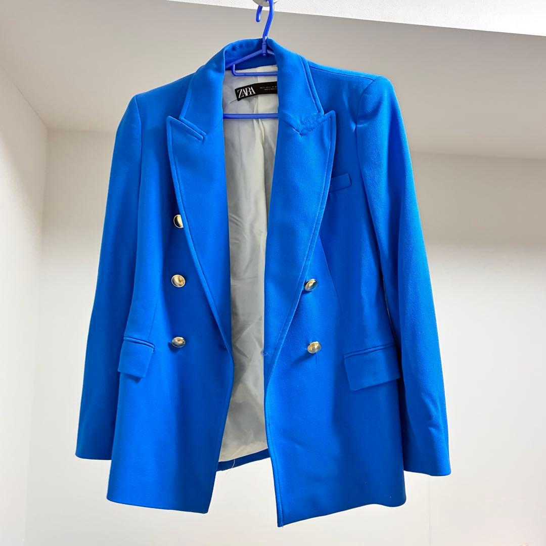 未使用に近い ZARA ロイヤルブルー　ジャケット　S ゴールド ボタン　王室