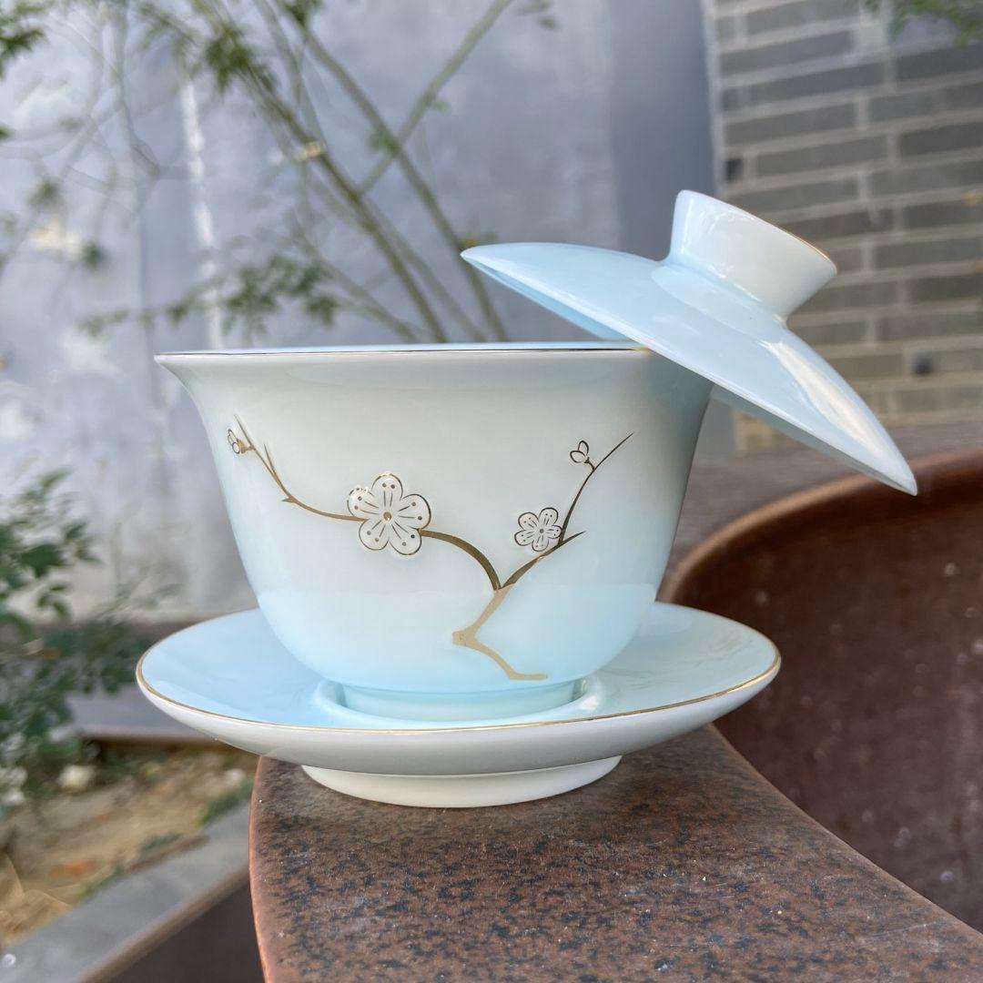 中国茶器 梅花三才蓋碗 茶器 茶道具 煎茶器 新品未使用