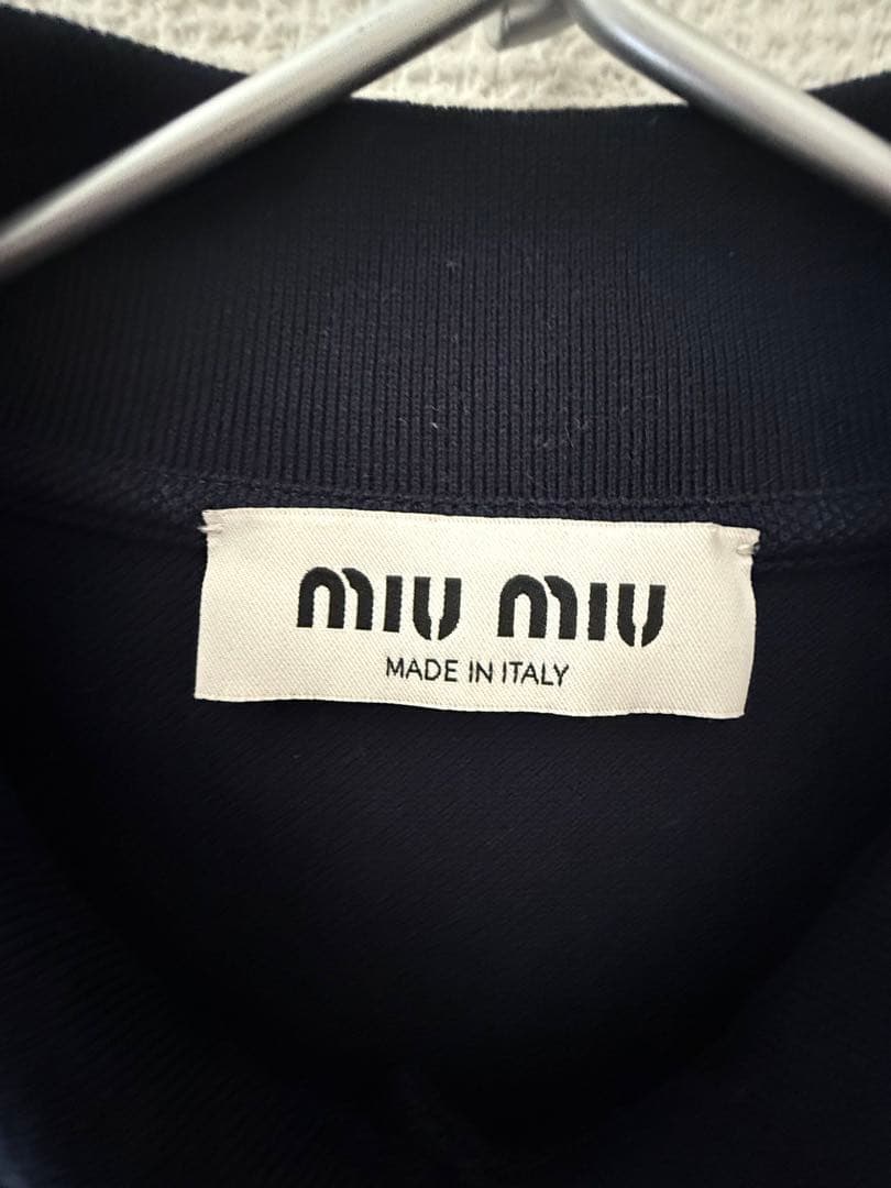 miumiu ネイビー 長袖ポロシャツ