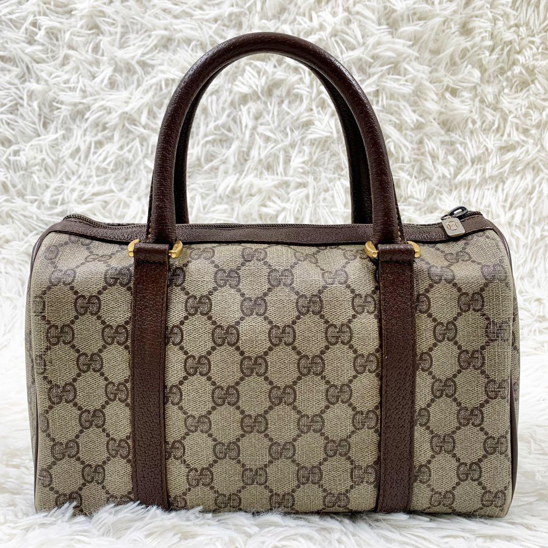 【✨人気✨】オールドグッチ ミニボストンバッグ シェリーライン ブラウン
