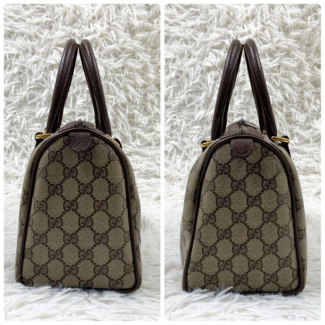 【✨人気✨】オールドグッチ ミニボストンバッグ シェリーライン ブラウン
