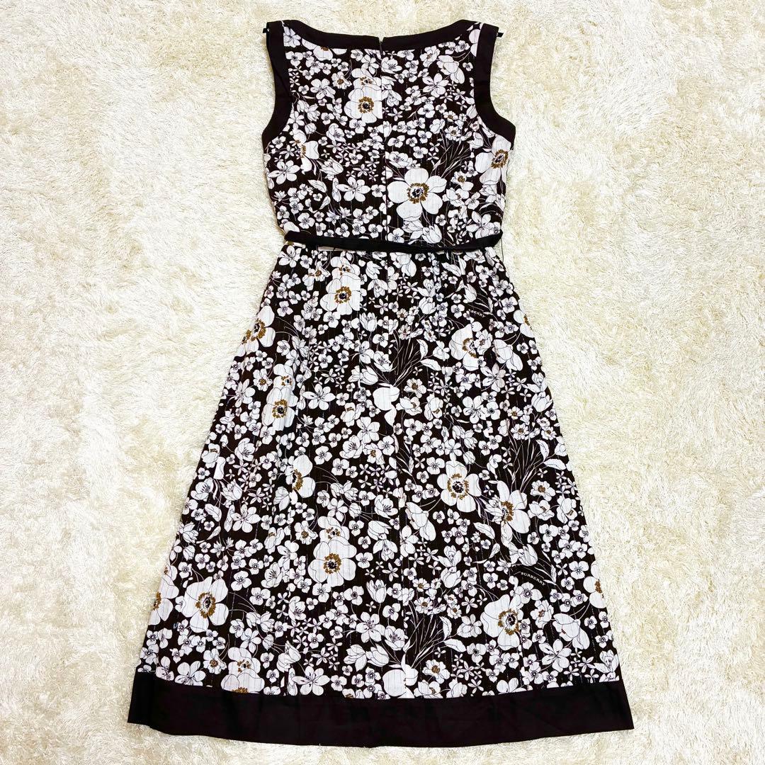 ★美品★バーバリーロンドン ワンピース 38 ノースリーブ 花柄 ラメ リボン