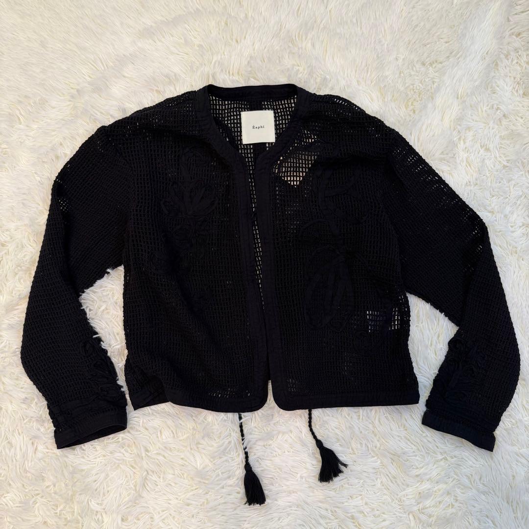 トップス Eaphi COTTON NET TAPE EMBROIDERY JACKET