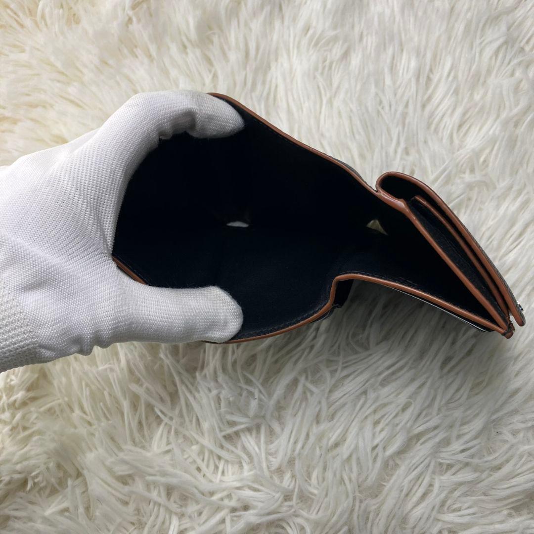 極美品✨ロエベ 三つ折り財布 トライフォールド レザー ブラック 現行