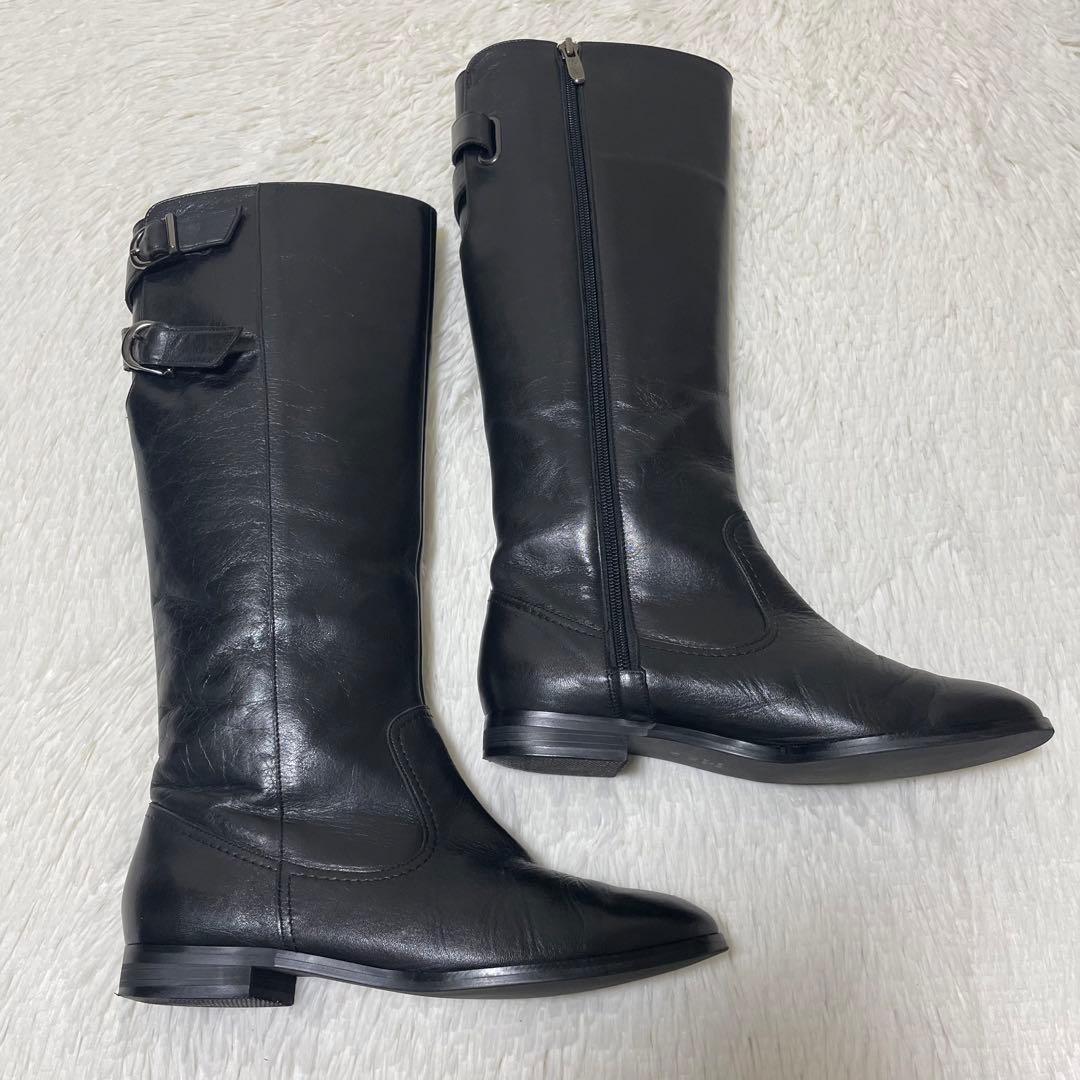 美品✨ダイアナ　ロングブーツ　24cm 本革　日本製　ベルトデザイン　ファスナー