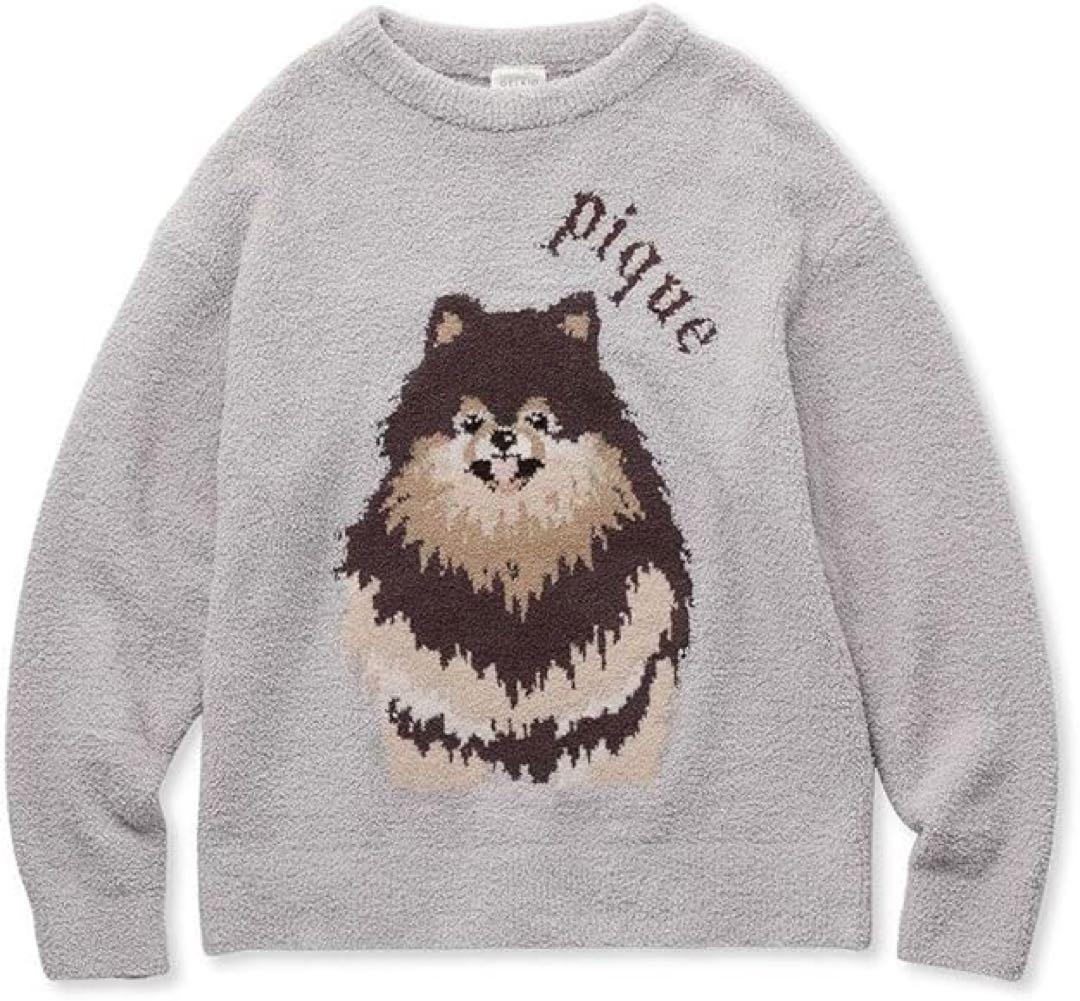 ジェラートピケパウダーDOGジャガードプルオーバーポメラニアングレー上下セット