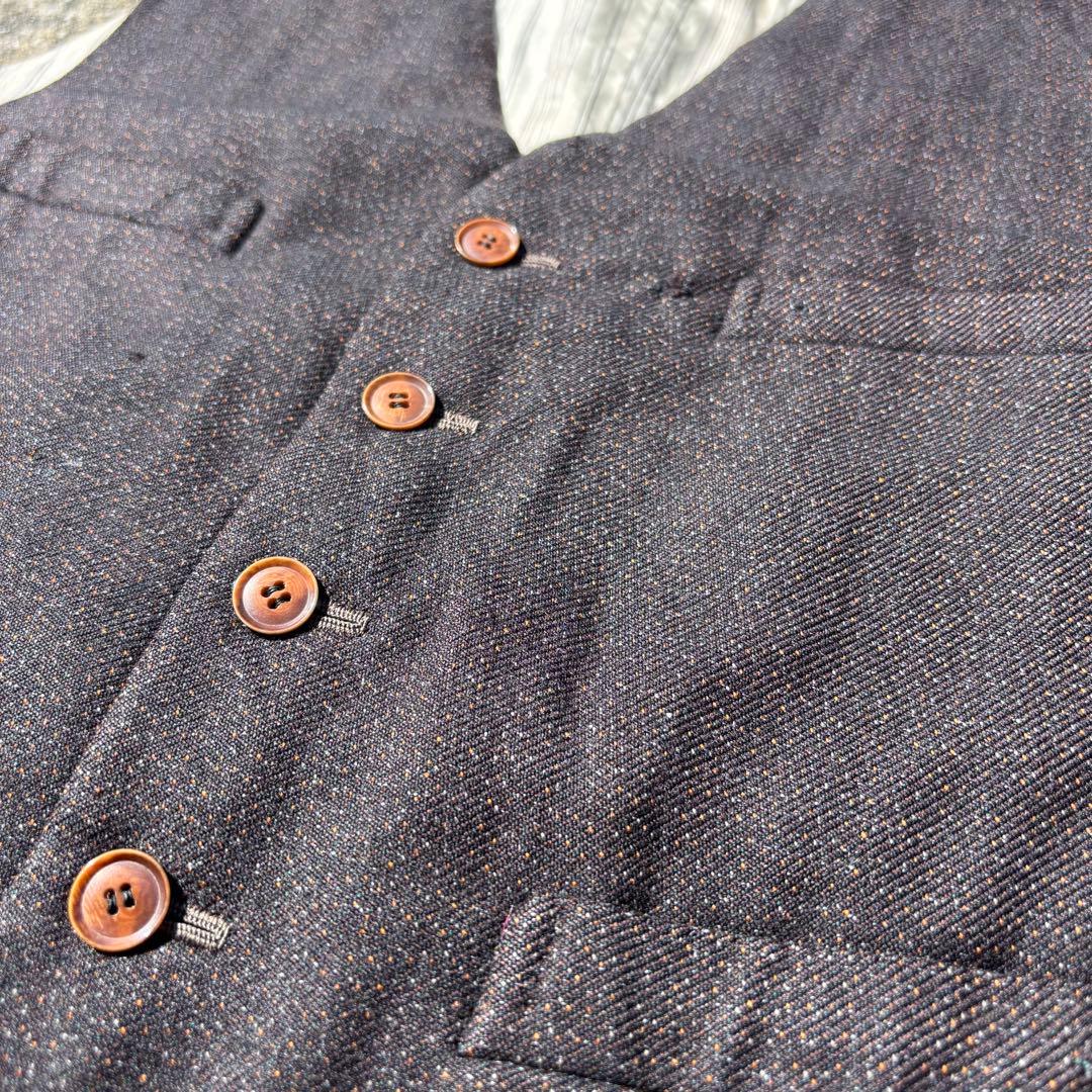 30s 40s ベスト　針刺しシンチバック　ユーロ　ネップ　vintage 希少