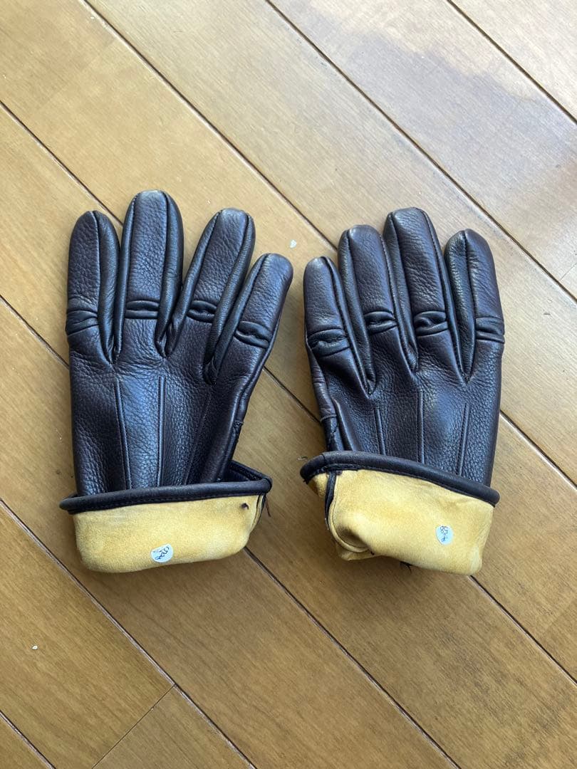 MEROLAダークブラウン レザー手袋 サイズ8 made in ITALY